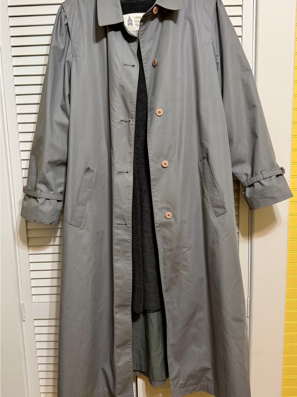 London Fog Classic Gray womens lined trench coat Vintage 16R